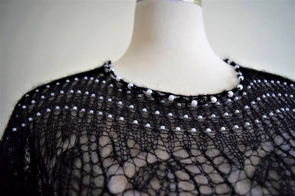 Robe-tunique "Nuit" en kid mohair sur soie