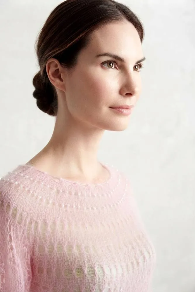 Robe-tunique "Rose poudré" en kid mohair sur soie