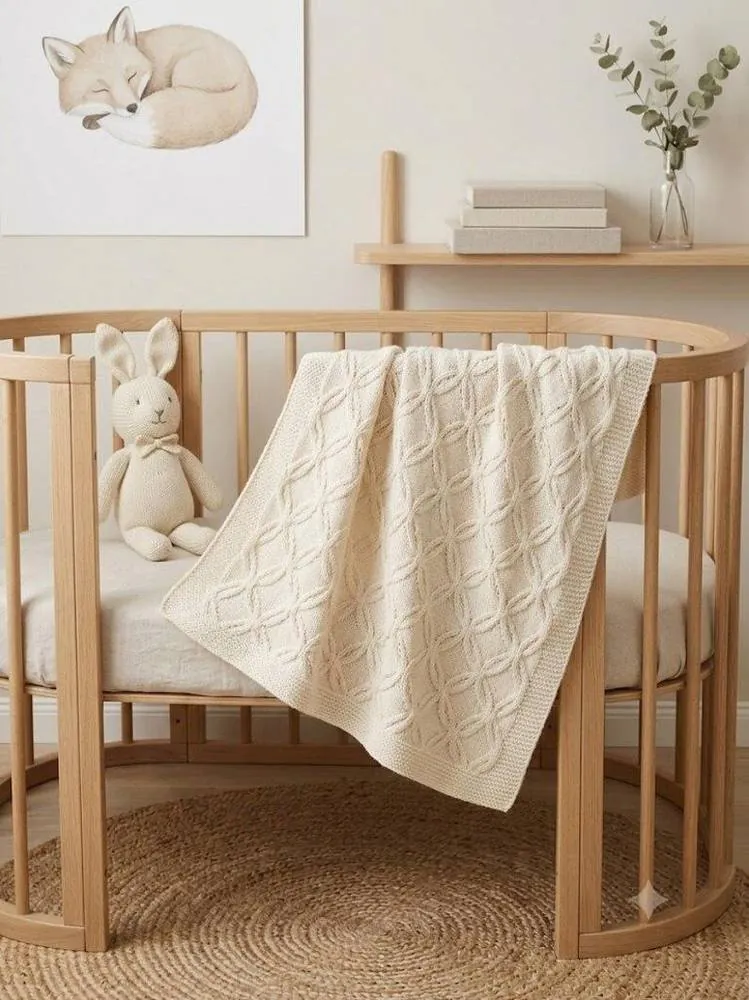 Plaid bébé en cachemire tricoté à la main
